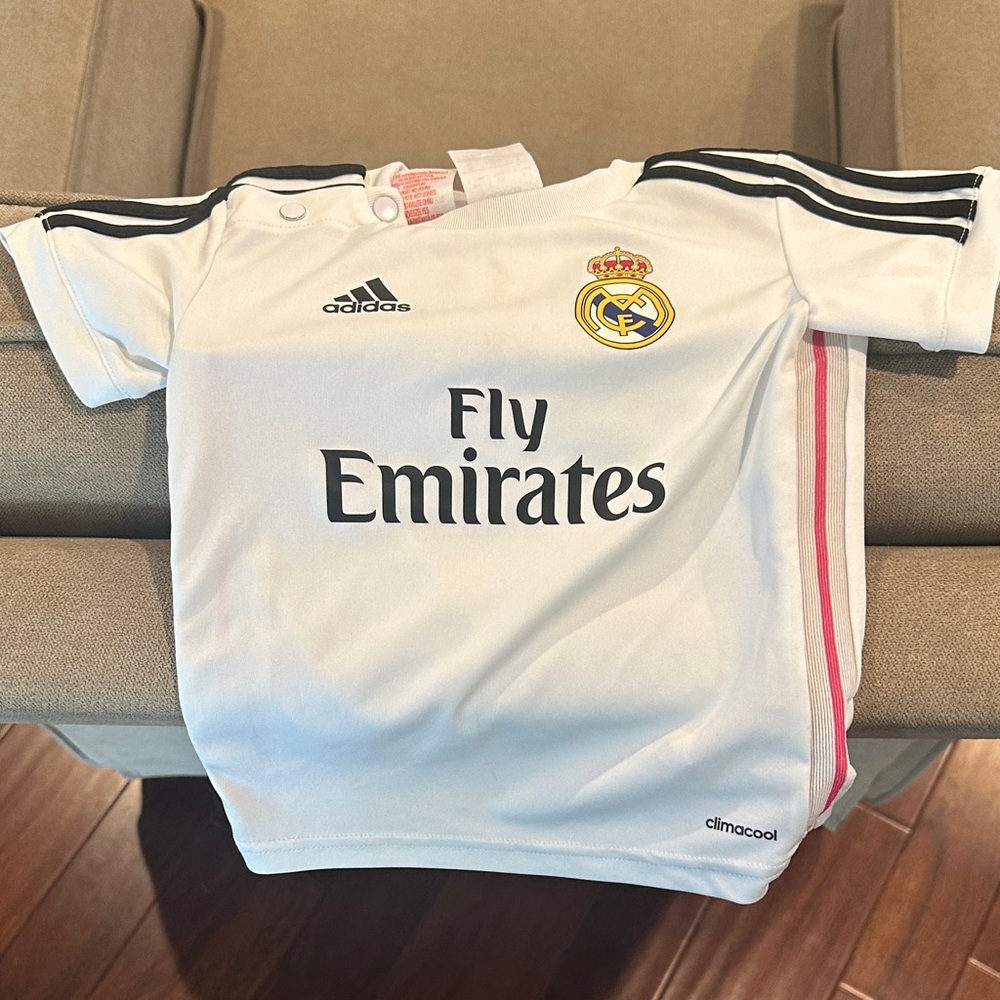 Adidas Kids White and Black Real Madrid Jersey